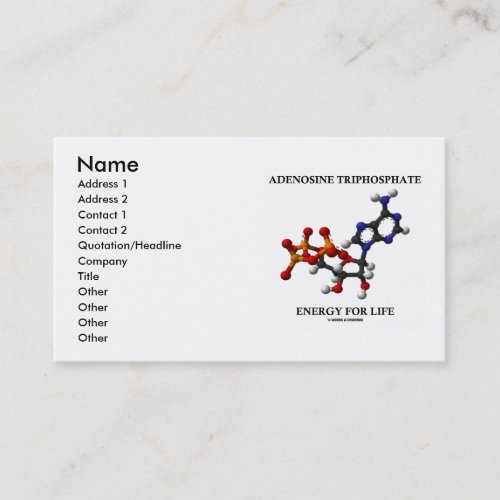 Adenosine Triphosphate ATP Energy For Life Business Card