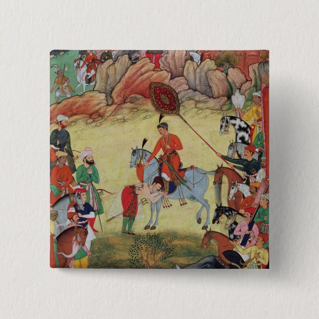 Adham Khan paying homage to Akbar at Sarangpur, Ce Button (Front)