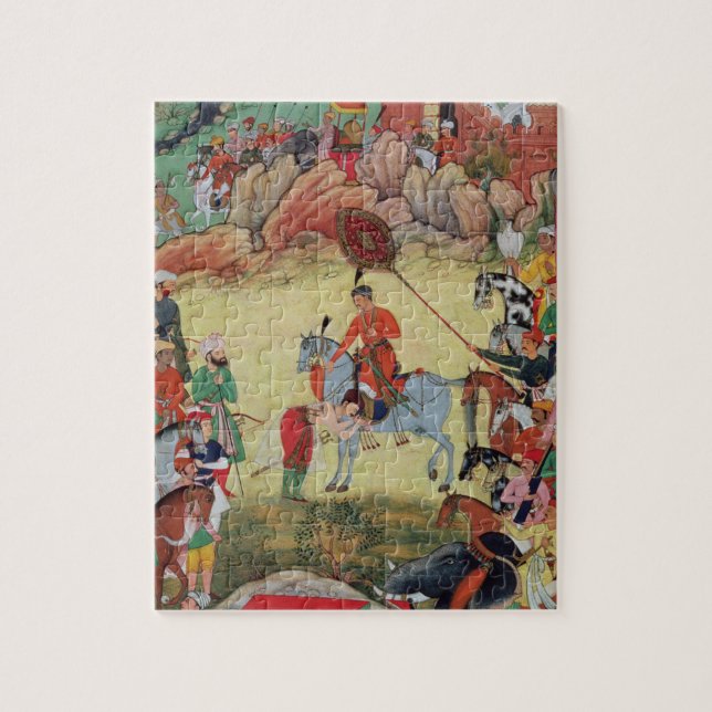 Adham Khan paying homage to Akbar at Sarangpur, Ce Jigsaw Puzzle (Vertical)