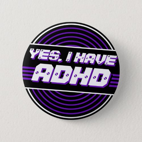 ADHD 80s Music Black Purple Vinyl Record Button