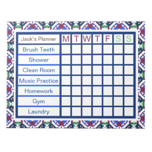 ADHD ADD Boy’s Men’s Weekly Checklist Planner Notepad