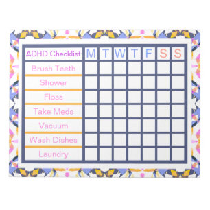 ADHD ADD Girl’s Women’s Weekly Checklist Reminder Notepad