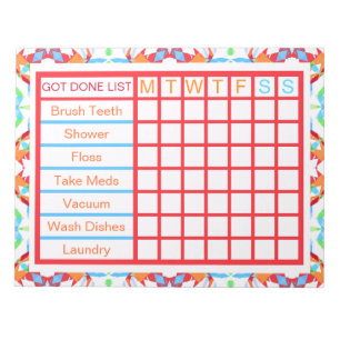 ADHD ADD Girl’s Women’s Weekly Checklist Reminder Notepad