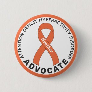 ADHD Advocate Ribbon White Button