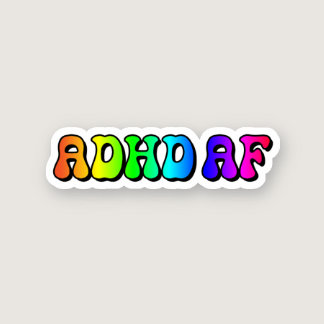 ADHD AF Rainbow Typography Sticker