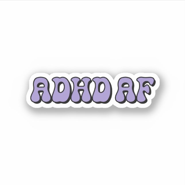 ADHD AF Simple Purple Typography Sticker (Front)