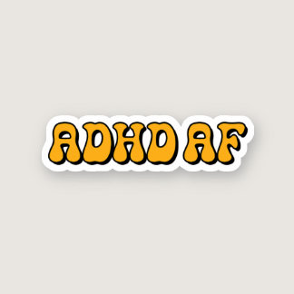 ADHD AF Yellow Typography Sticker