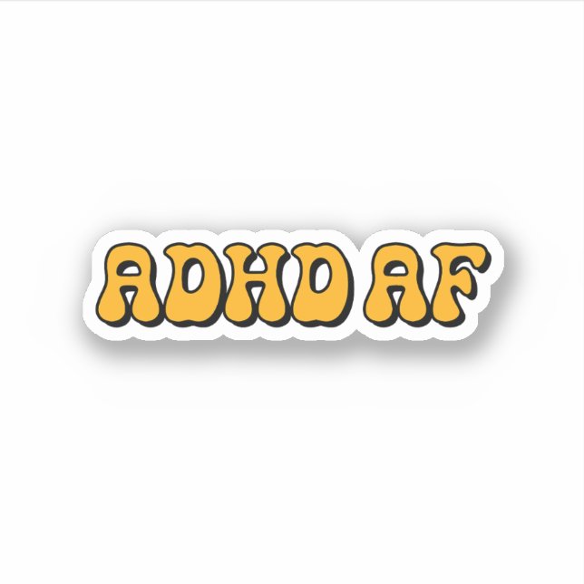 ADHD AF Yellow Typography Sticker (Front)
