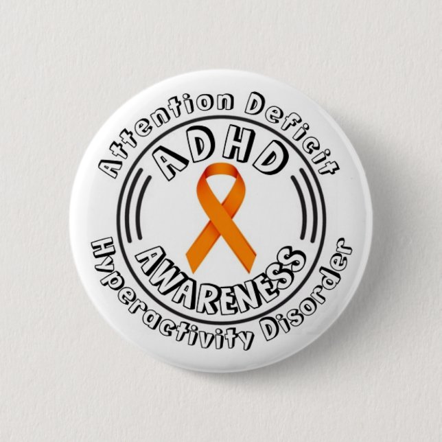 ADHD Attention Deficit Hyperactivity Disorder Button (Front)