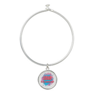 ADHD Awareness Bangle Bracelet With Round Charm