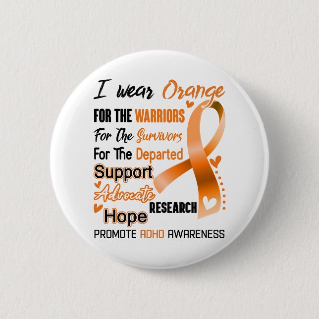 ADHD Awareness Month Ribbon Gifts Button (Front)