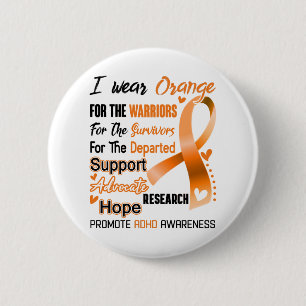 ADHD Awareness Month Ribbon Gifts Button