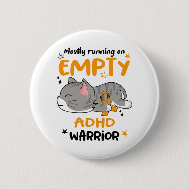 ADHD Awareness Month Ribbon Gifts Button (Front)