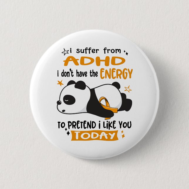 ADHD Awareness Month Ribbon Gifts Button (Front)