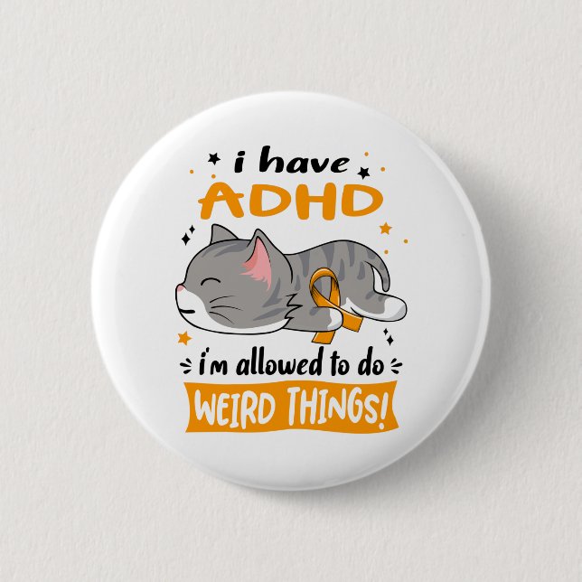 ADHD Awareness Month Ribbon Gifts Button (Front)