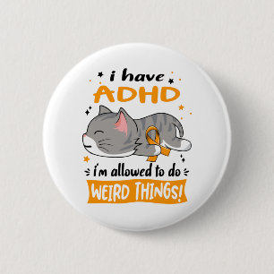 ADHD Awareness Month Ribbon Gifts Button