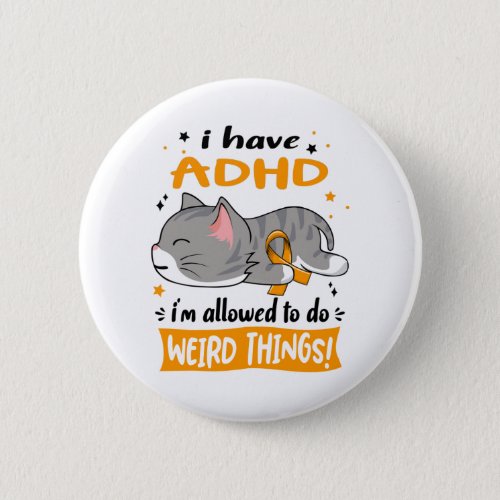 ADHD Awareness Month Ribbon Gifts Button