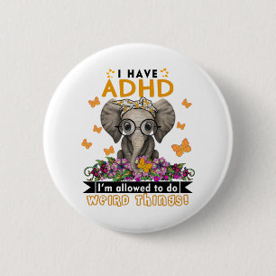 ADHD Awareness Month Ribbon Gifts Button
