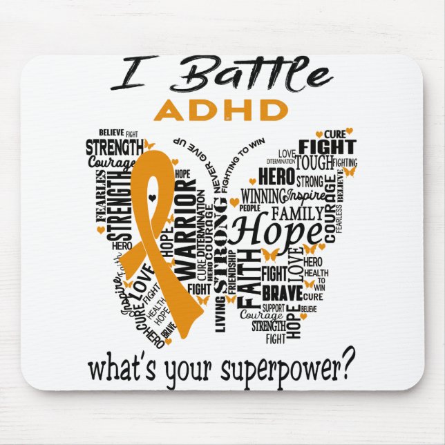 ADHD Awareness Month Ribbon Gifts Mouse Pad (Front)