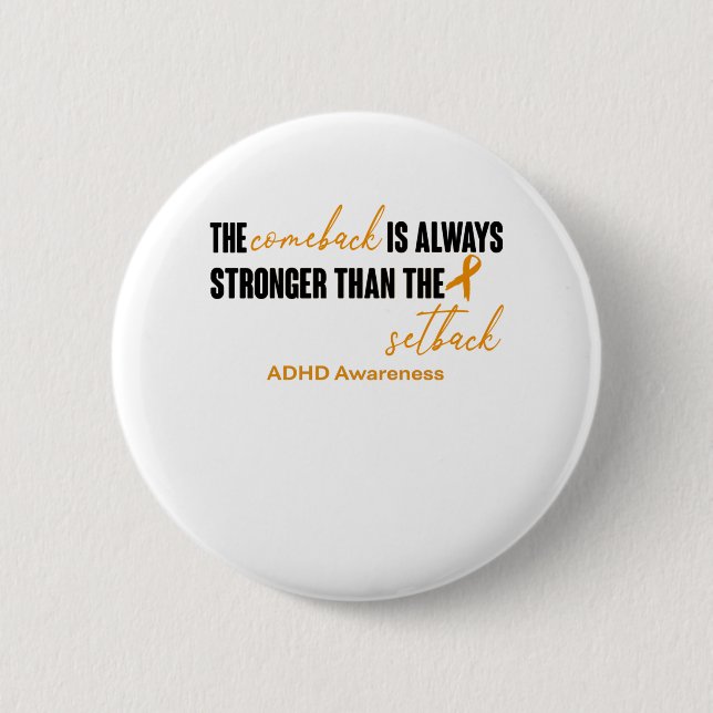 ADHD Awareness Ribbon Support Gifts Button (Front)