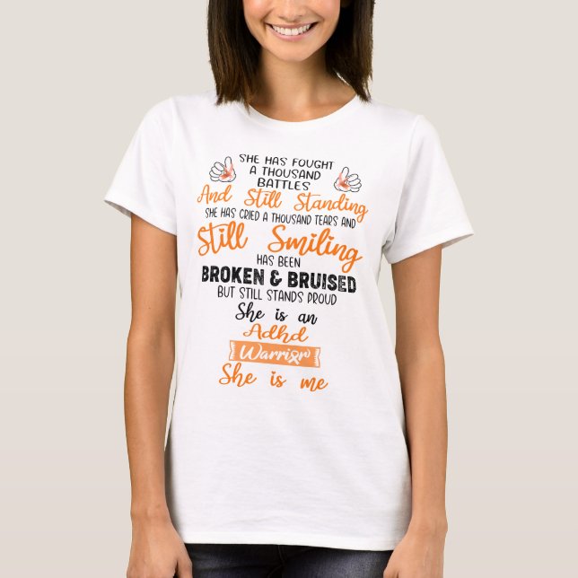 ADHD Awareness Ribbon Support Gifts T-Shirt (Front)