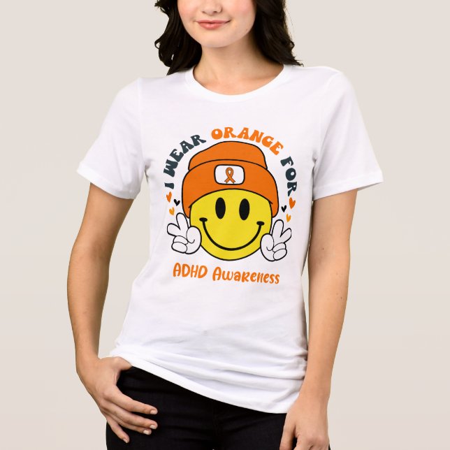 ADHD Awareness Ribbon Support Gifts Tri-Blend Shirt (Front)