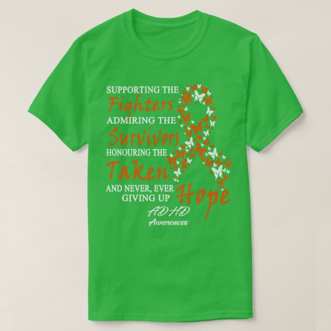 ADHD Awareness Supporting The Fighters Butterfly R T-Shirt (Design Front)