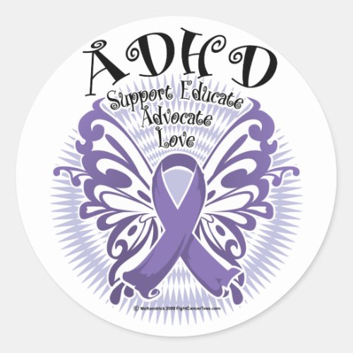 ADHD Butterfly 3 Classic Round Sticker