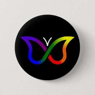 ADHD Butterfly Neurodiversity Button Badge (black)