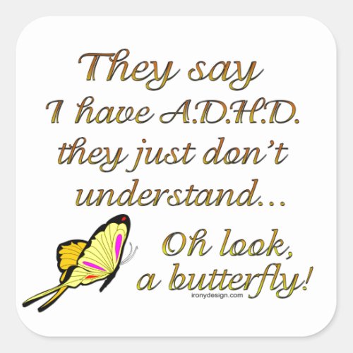 ADHD Butterfly Square Sticker