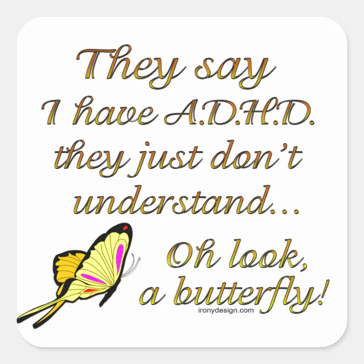 ADHD Butterfly Square Sticker Zazzle