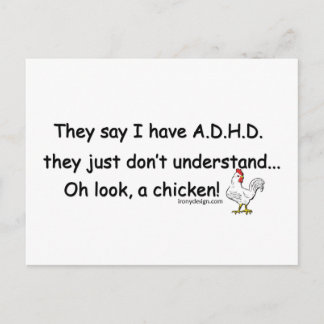 ADHD Chicken Humor Saying Postcard