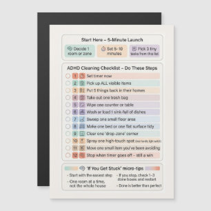 ADHD Cleaning Routine Checklist Magnetic