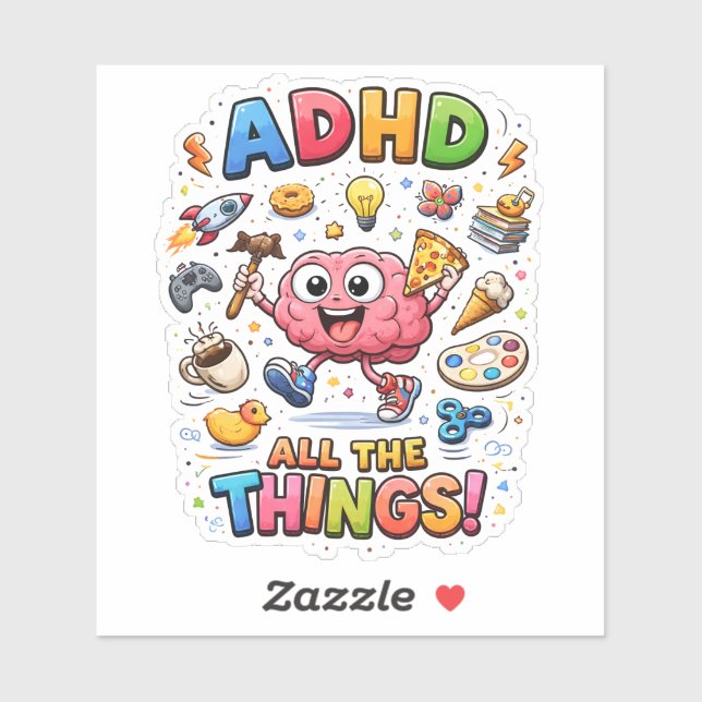 ADHD Creative Humor Custom-Cut Vinyl Sticker (Sheet)