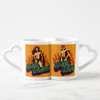 ADHD Crisis Hero Couple Chaos Energy Retro Comic Coffee Mug Set