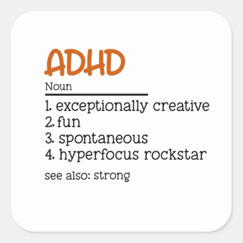 ADHD Definition Neurodiversity Awareness  Square Sticker