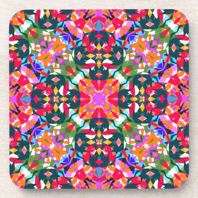 ADHD Dopamine Boost Positivity Pattern Colorful Beverage Coaster (Front)