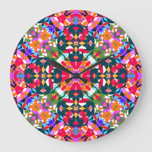ADHD Dopamine Boost Positivity Pattern Colorful Large Clock