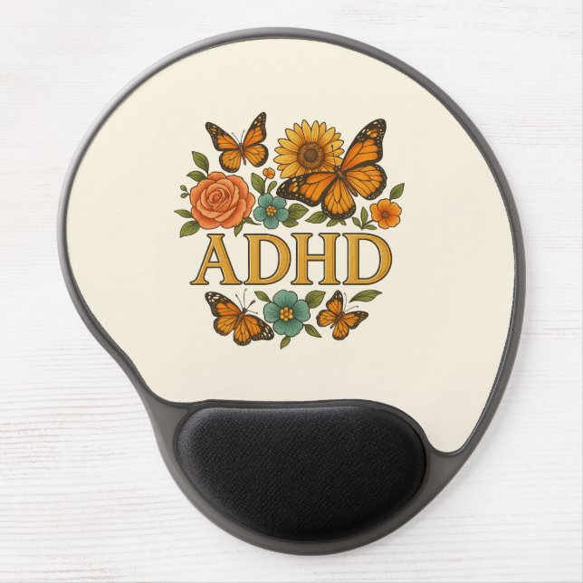 ADHD Floral Encouragement Butterfly Gel Mouse Pad (Front)