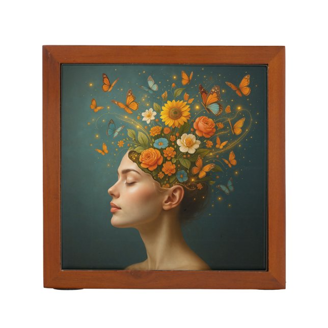 ADHD Floral Mind Bloom Butterfly Desk Organizer (Front)