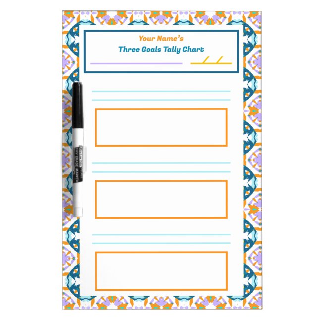 ADHD Girl’s Goal Habit Tracker Tally Chart Fridge Dry Erase Board (Front)
