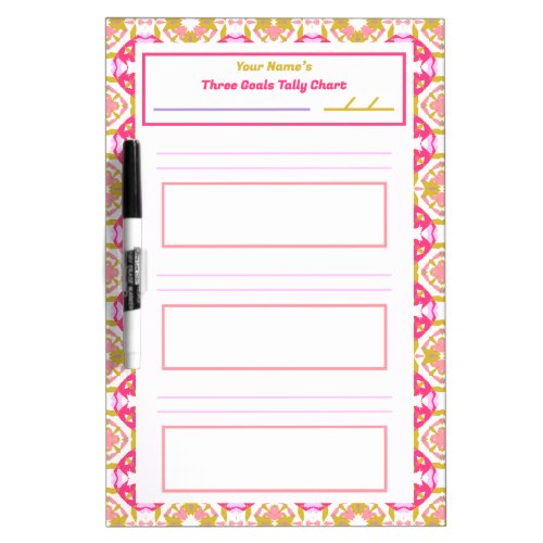 ADHD Girls Goal Habit Tracker Tally Chart Fridge Dry Erase Board