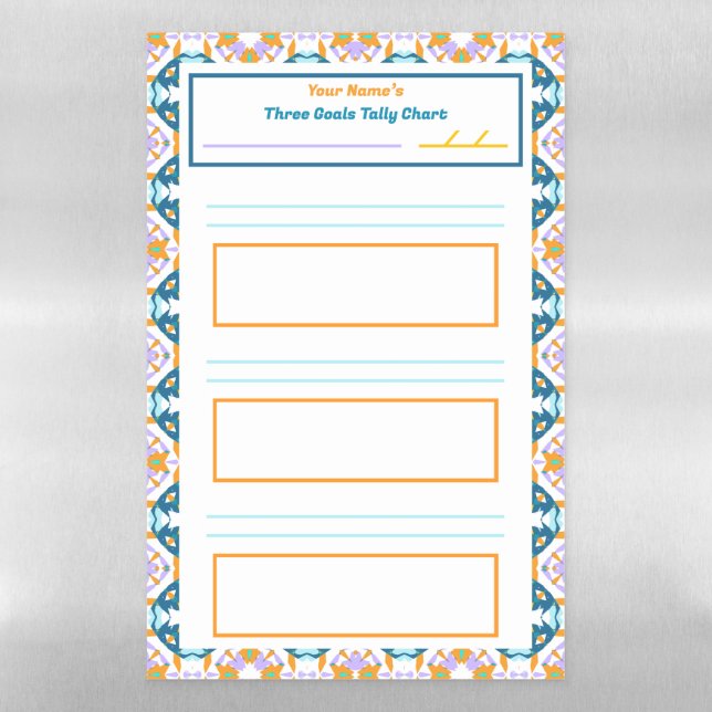 ADHD Girl’s Goal Habit Tracker Tally Chart Fridge Magnetic Dry Erase Sheet (Vertical)