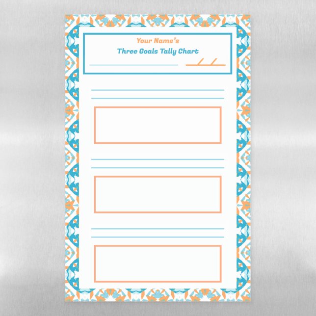 ADHD Girl’s Goal Habit Tracker Tally Chart Fridge Magnetic Dry Erase Sheet (Vertical)