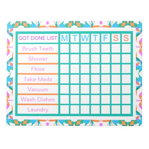 ADHD Girls Womens Daily Got Done List Reminder Notepad