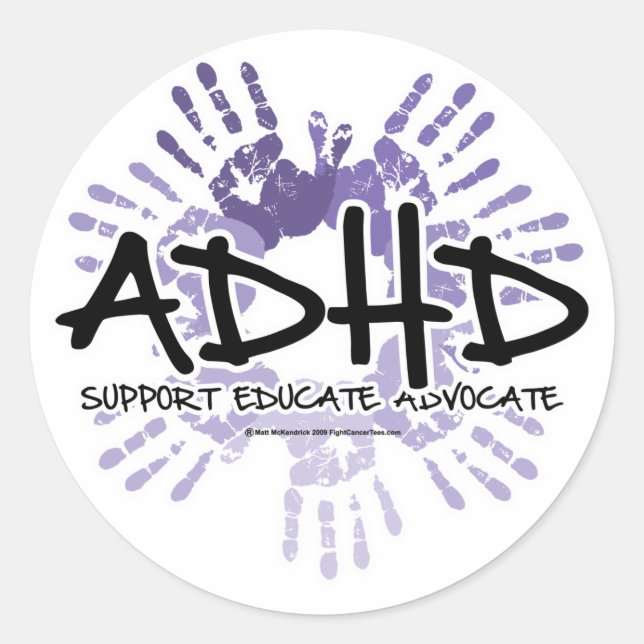 ADHD Handprint Classic Round Sticker (Front)