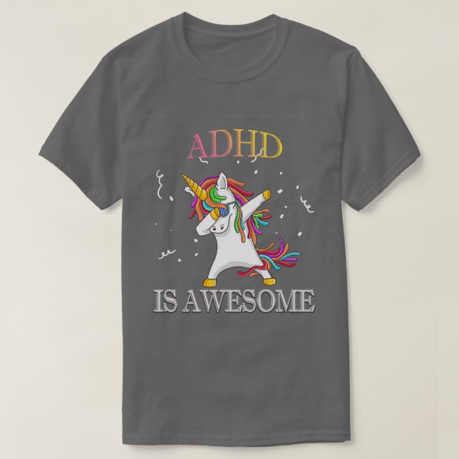 ADHD Is Awesome Unicorn Dapping T-Shirt (Design Front)