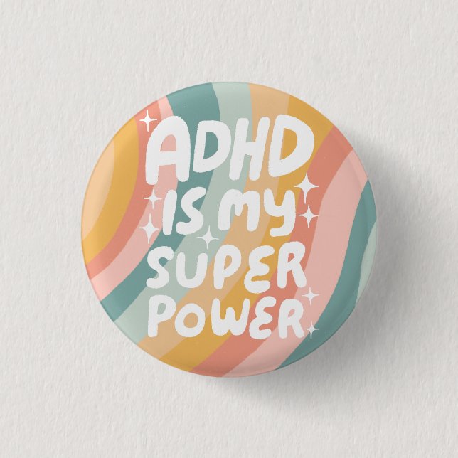 ADHD is my Superpower Fun Bubble Letters Colorful Button (Front)