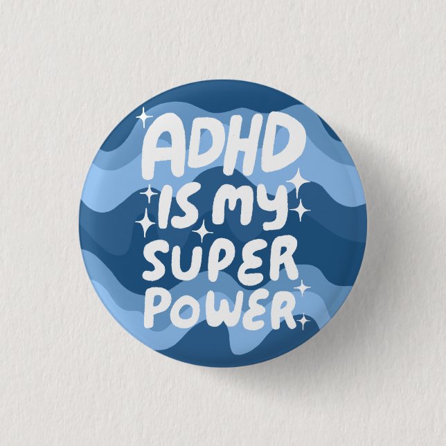 ADHD is my Superpower Fun Bubble Letters Colorful Button (Front)