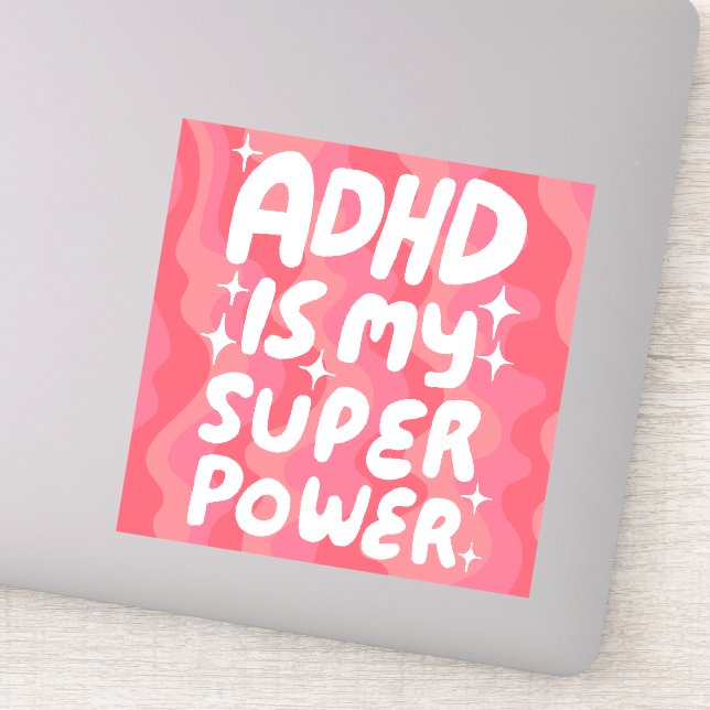 ADHD IS MY SUPERPOWER Fun Colorful Bubble Letters  Sticker (Detail)